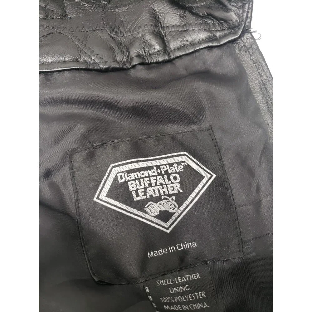 Men's Diamond Plate Genuine Buffalo Leather Motorcycle Chaps Pants Size XL